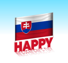 Slovakia independence day. Simple Slovakia flag and billboard in the sky. 3d lettering template. Ready special day design message.
