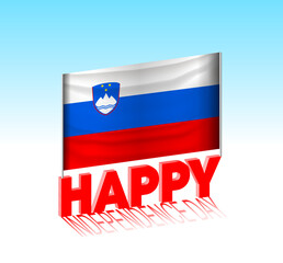 Slovenia independence day. Simple Slovenia flag and billboard in the sky. 3d lettering template. Ready special day design message.