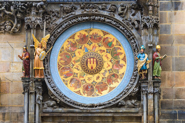 Prague Calendar dial close-up. The main attraction of the capital of the Czech Republic. Background