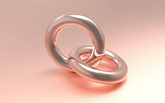 couple ring rose gold platinum 3d render background