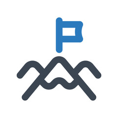 Mission icon - vector illustration . Flag, Mission, Mountain, Target, Goal, Business, Objective, line, outline, icons .