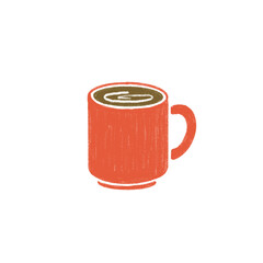 手描きの赤いマグカップに入ったコーヒー