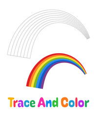 Rainbow tracing worksheet for kids