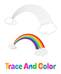 Rainbow tracing worksheet for kids