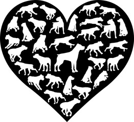 Rottweiler Dog Heart Silhouette Concept
