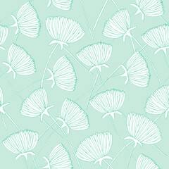 Dandelion flower continuous pattern, red line, easy to change background and flower color, delicate flower drawing, good for wallpaper, wrapping paper, and fabric printing.