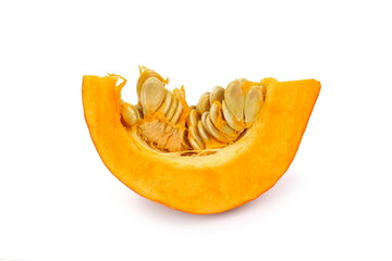 red kuri squash isolated on white background. Fresh red hokkaido pumpkin isolated on white background. 