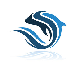 Blue Fish Logo Vector Icon