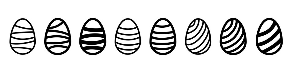 Easter egg. Easter icon. Egg vector set. Isolated black line egg hunt.