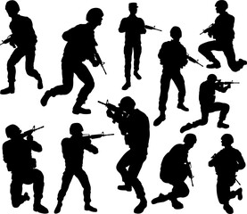 Soldier Military Detailed Silhouettes