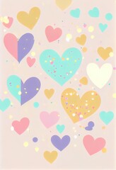 Hearts isolated from the background with pastel colors. Great as valentine's day postcard or background.	