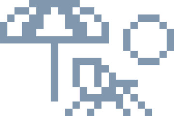 Obraz premium Deck Beach Chair Pixel 8 Bit Video Game Art Icon