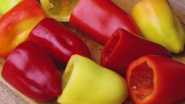 prepare sweet peppers for stuffing remove seeds and partitions