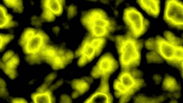 Yellow color dark glow posterized fractal noise animation. Beauty 2D computer rendering