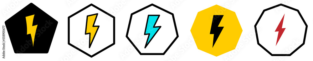 Poster flash icon in polygons with different number of edges