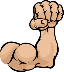 Muscular Cartoon Arm Bicep Muscle And Fist