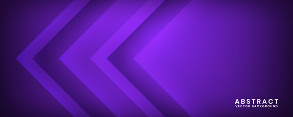 3D purple geometric abstract background overlap layer on dark space with cutout effect decoration. Minimalist graphic design element arrow style concept for banner, flyer, card, cover, or brochure