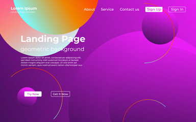 abstract creative purple colorful geometric landing page background. trendy gradient shapes composition. Eps10 vector.