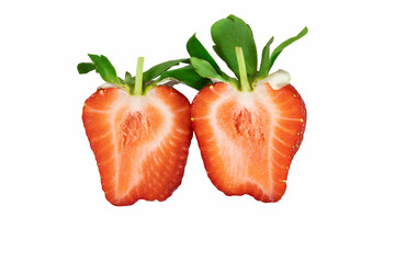Strawberry half isolated on white background. Fresh berry with clipping path and full depth of field