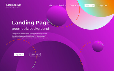 abstract creative purple colorful geometric landing page background. trendy gradient shapes composition. Eps10 vector.