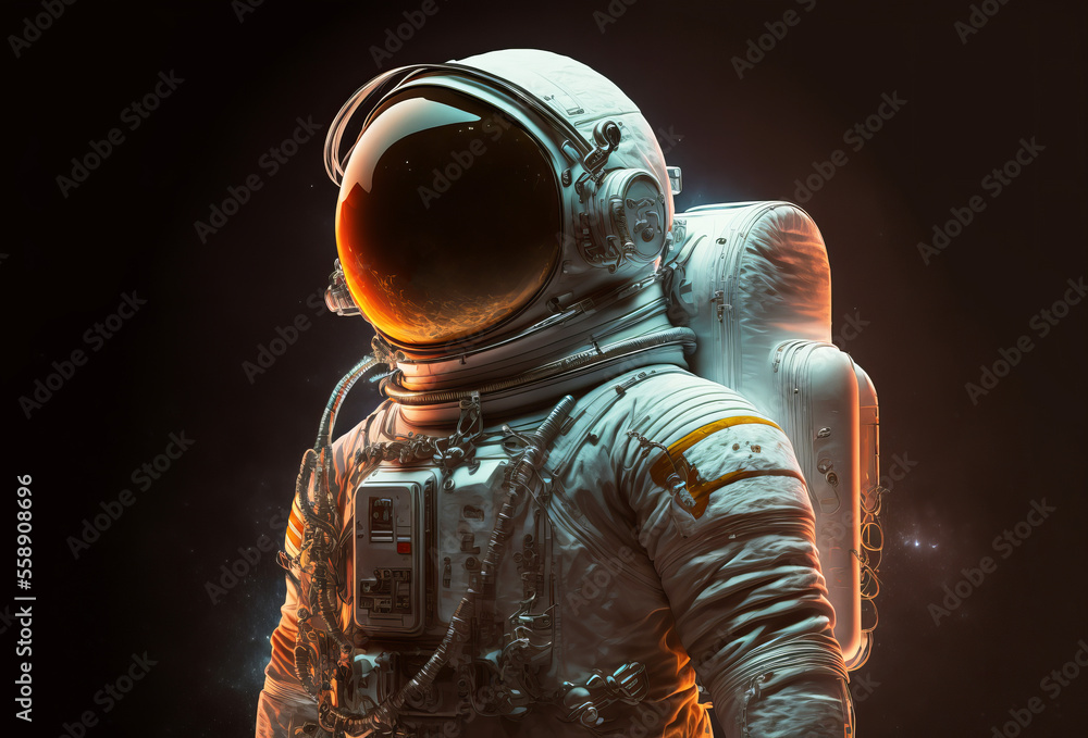 Wall mural a space astronaut figure wearing a helmet. side profile. generative ai