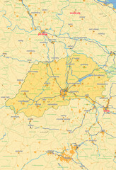 Ungarn Karte mit Städten Straßen Flüssen Seen