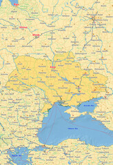Ukraine Karte mit Städten Straßen Flüssen Seen