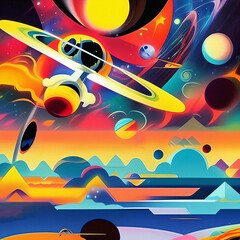 Obraz premium Abstract cosmic retro poster illustration