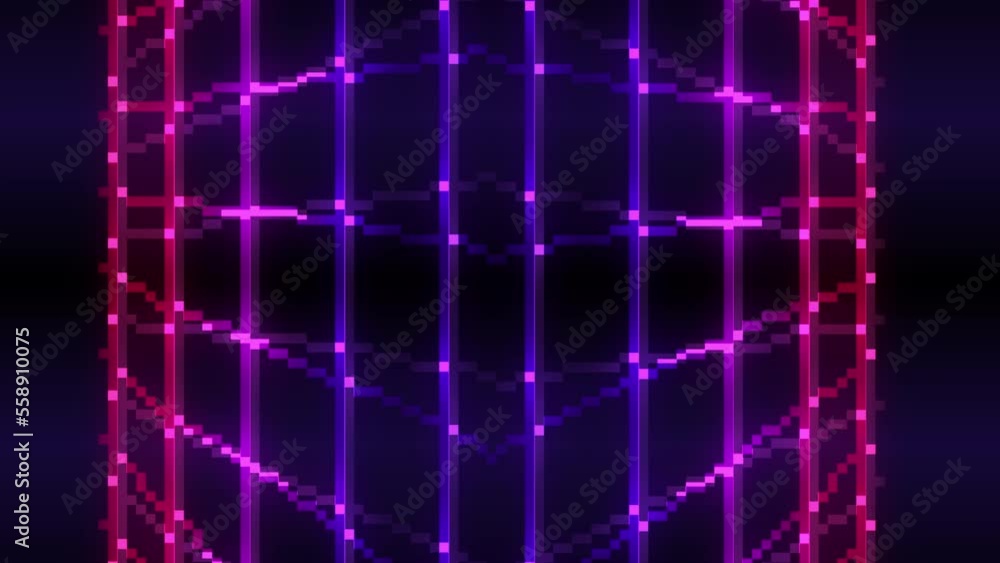 Poster animation of pixel art 80s retro sci-fi background. pixel art 8bit vector video game glow retro wave