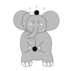 Kawaii elephant cartoon playing lato lato. © Choiriyah