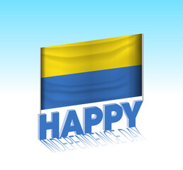 Ukraine independence day. Simple Ukraine flag and billboard in the sky. 3d lettering template. Ready special day design message.