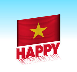 Vietnam independence day. Simple Vietnam flag and billboard in the sky. 3d lettering template. Ready special day design message.