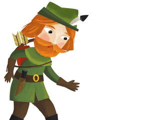 cartoon scene with king or prince archer illustration for children