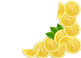 Fresh lemon slices on white background