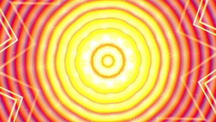 Yellow glow mirror pattern moire animation pattern. Computer 2D render graphic