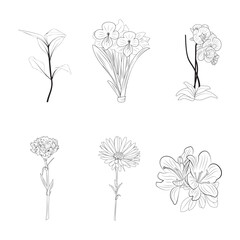set of flowers clip art simple design