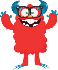 Funny cartoon smiling  monster character. Illustration of cute and happy alien creature. Halloween design