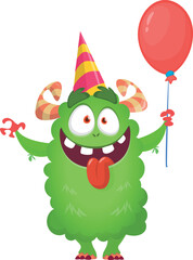 Funny cartoon smiling  monster character. Illustration of cute and happy alien creature. Halloween design
