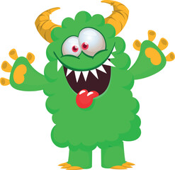 Funny cartoon smiling  monster character. Illustration of cute and happy alien creature. Halloween design
