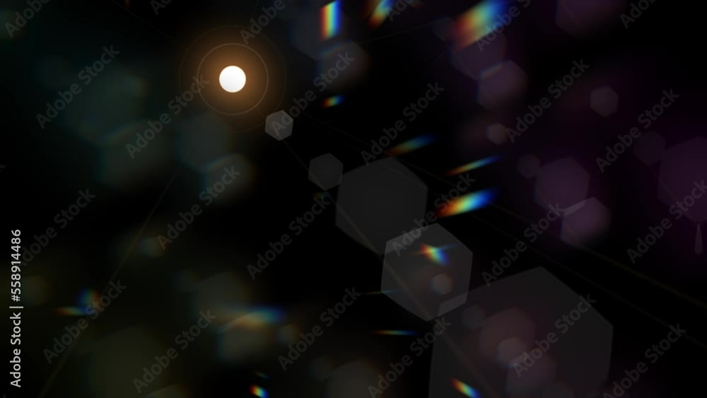 Poster lens flare with prism animation effect animation background. 2d graphic vfx rendering