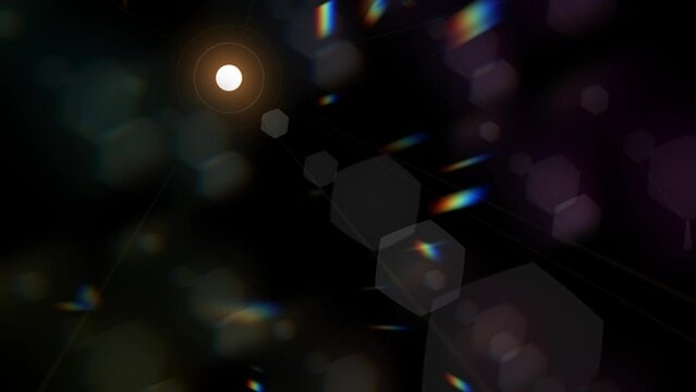 Lens flare with prism animation effect animation background. 2D graphic vfx rendering