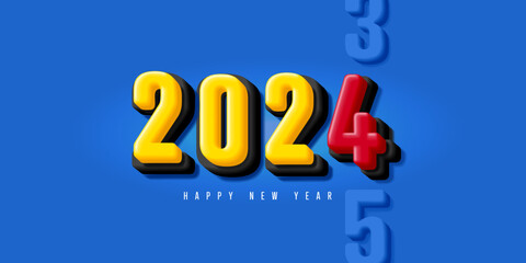New year counter showing 2023 switching to 2024 and 2025 goes next, vintage typography 3d style