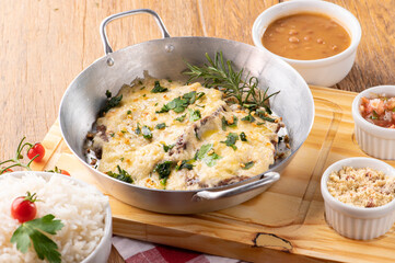culinária, prato, fritar, prato, almoço, culinária, biscoito de aveia, galinha, epicure, carne de porco, assadas, delicioso, carne, quente, cozinhar, branco, close up, fritar, gostoso