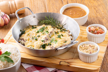 culinária, prato, fritar, prato, almoço, culinária, biscoito de aveia, galinha, epicure, carne de porco, assadas, delicioso, carne, quente, cozinhar, branco, close up, fritar, gostoso