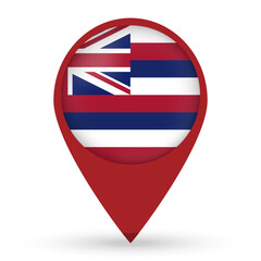 Hawaii state map pointer with shadow on white background. Vector illustration.