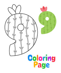 Coloring page with Number for kids