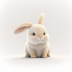 Illustration of a cute Easter bunny isolated in a white background - Created with Generative AI Technology 