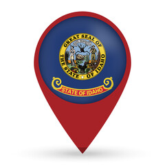 Idaho state map pointer with shadow on white background. Vector illustration.