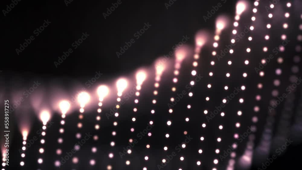 Poster abstract loop mesh glowing neon pink gold dots particles digital luxurious sparkling wave animation 