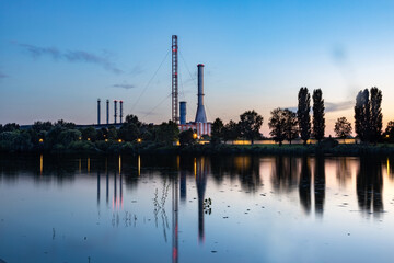 reflection of old power plant in Budapest